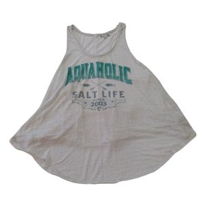Salt Life Aquaholic Tank Top Women's Medium Cotton White Grey Used